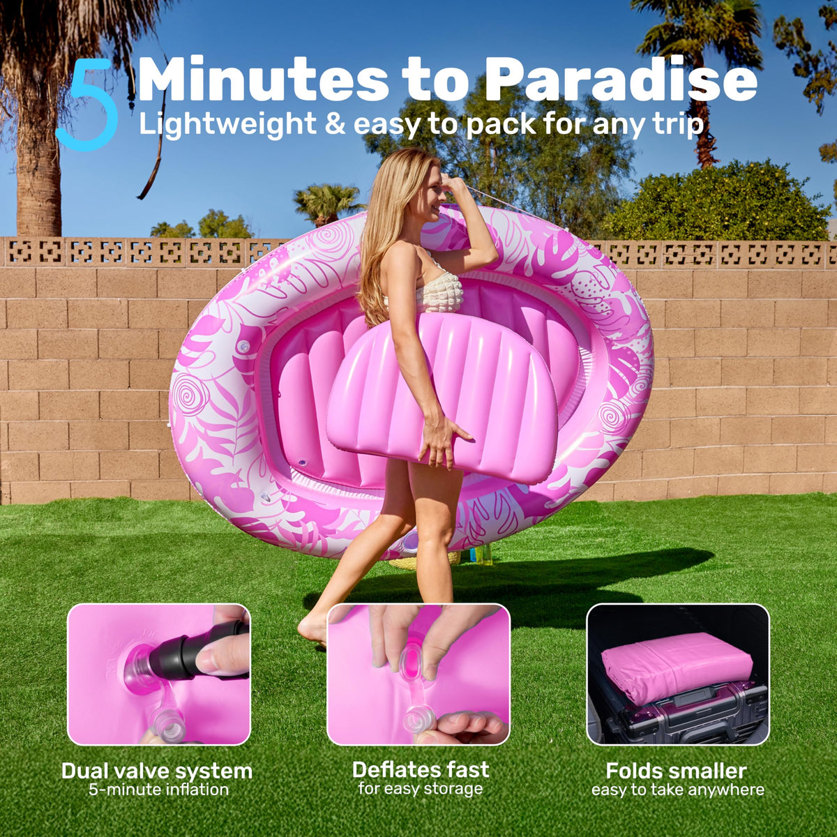 Sloosh portable, foldable pool lounger for easy trips and storage