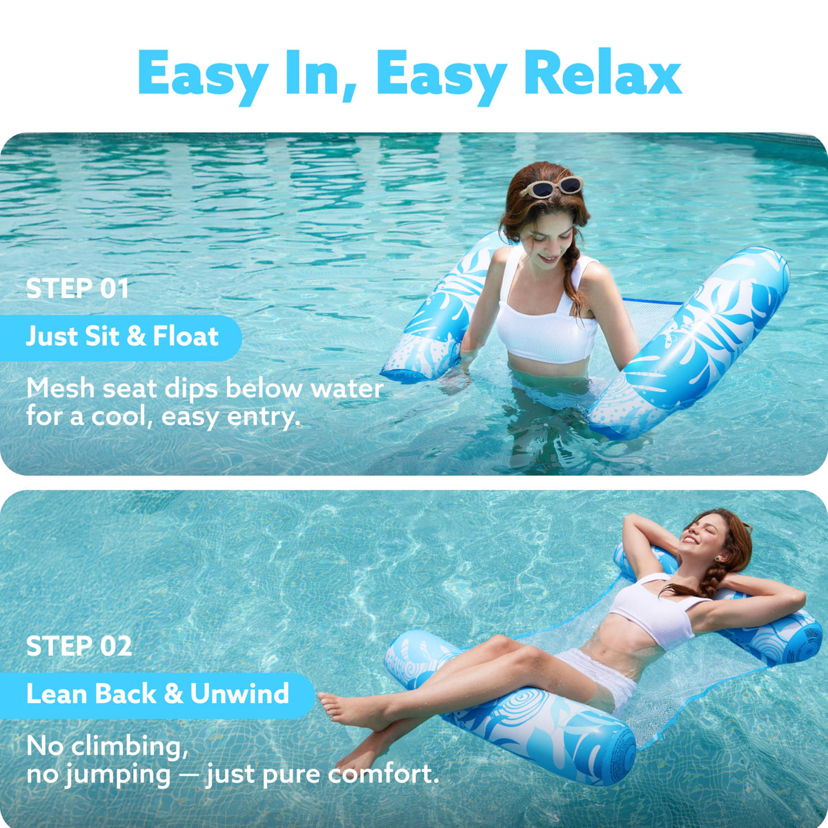 Sloosh portable inflatable pool float folds compactly for travel and trips