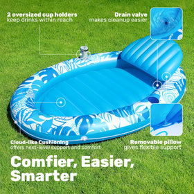 Sloosh portable inflatable pool float, easy to pack and transport for trips.