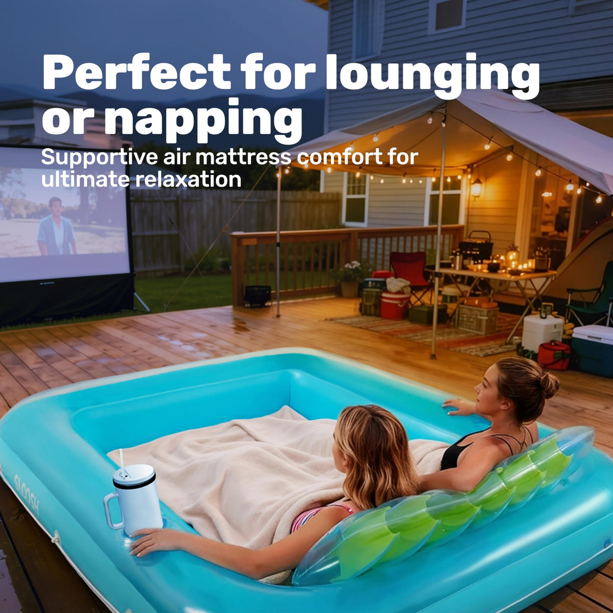Sloosh portable oversized pool float sets up quickly for adventures