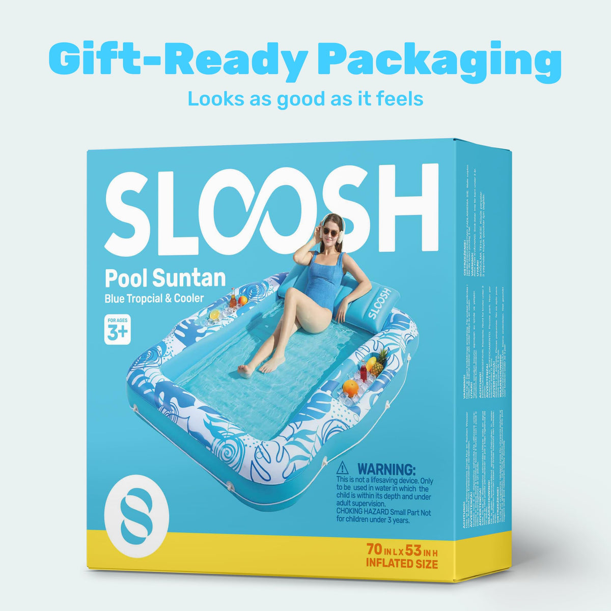 Sloosh portable pool lounger suitable for pool, beach, or backyard.