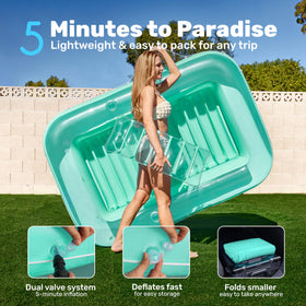 Sloosh portable float that inflates quickly for trips.