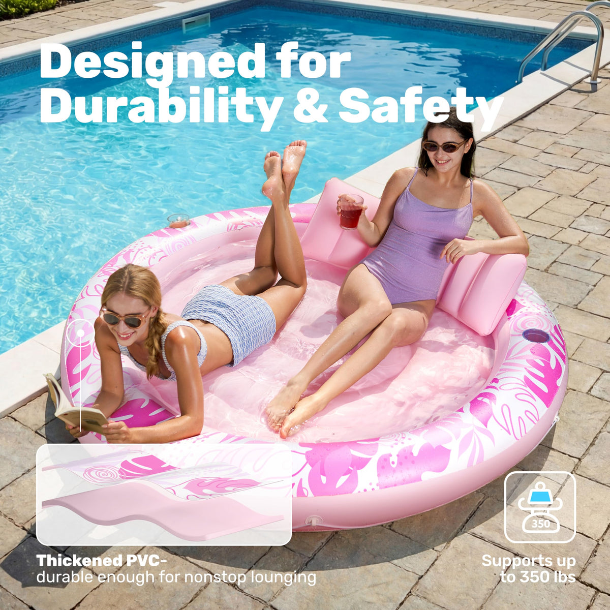 Sloosh portable sunbathing float designed for travel-ready poolside use.