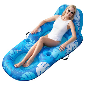 Sloosh premium pool float in blue pattern for stylish lounging.