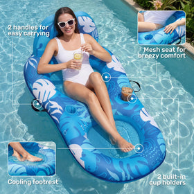 Sloosh float with cup holders keeps drinks secure during pool days.