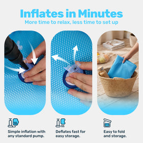 Sloosh inflation valve for quick, tool-free setup.