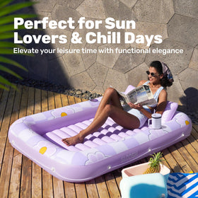 Sloosh purple Chase Flower color tanning lounger adds style.