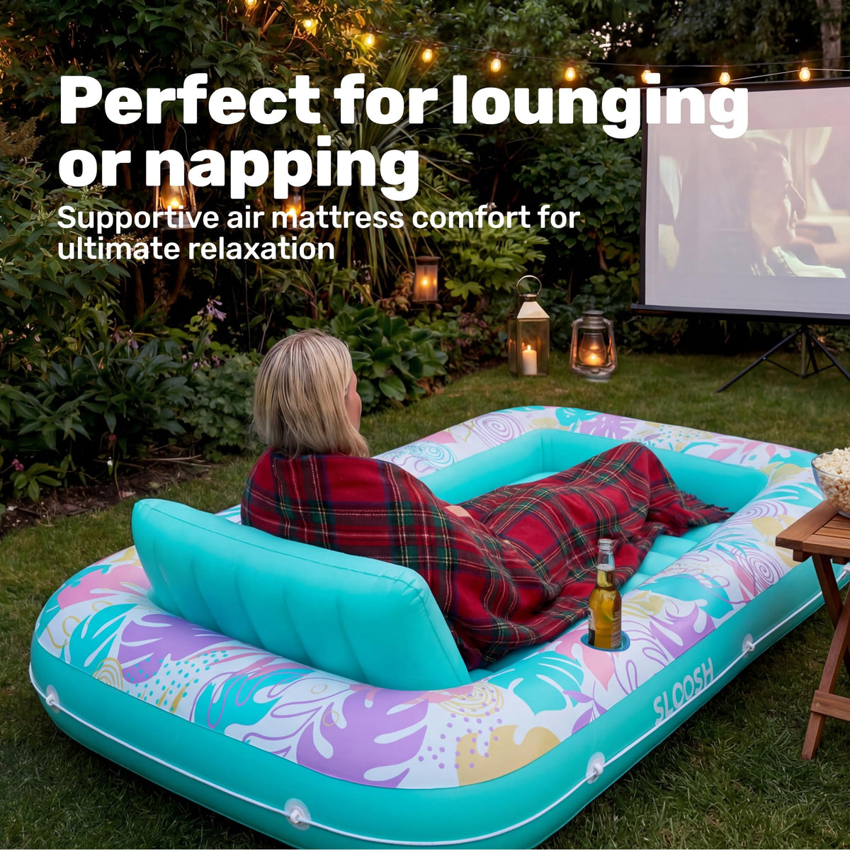 Sloosh inflatable bed inflates quickly and travels easily