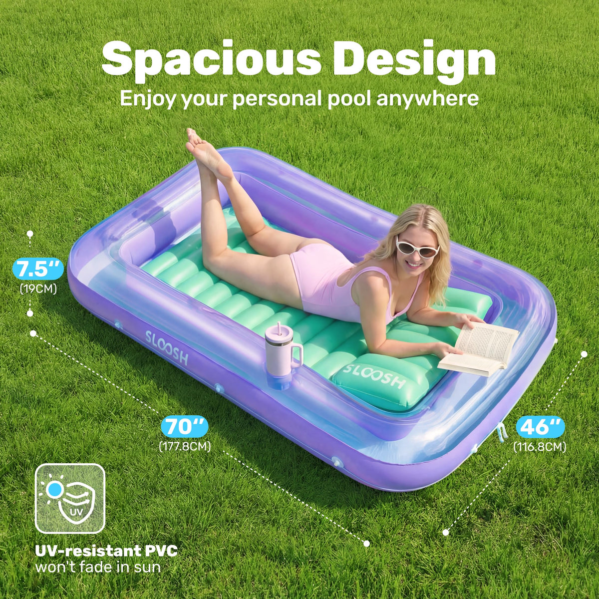 Sloosh lounger with removable pillow and ribbed cushion base for comfort