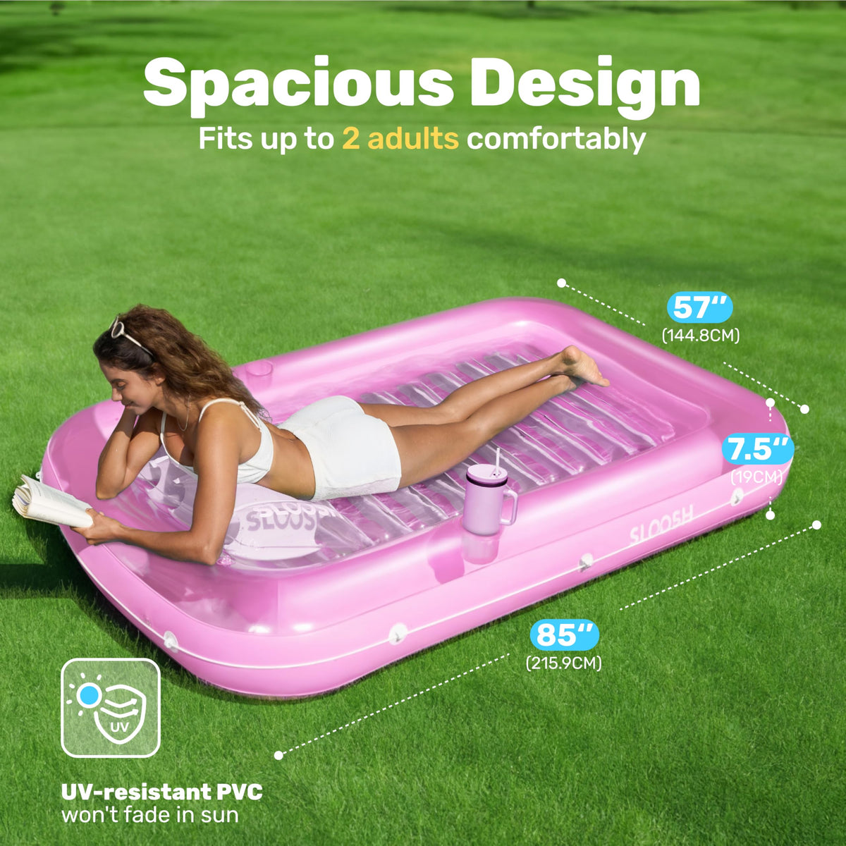 Sloosh removable pillow provides adjustable head support for two loungers