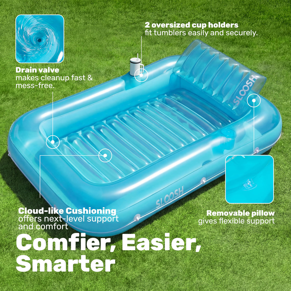 SLOOSH durable 0.3 mm PVC construction supports multiple users.