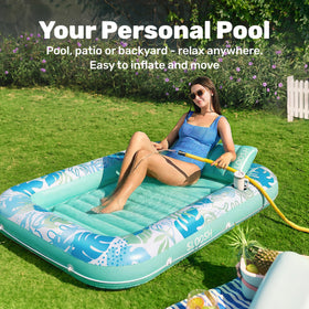 Sloosh lounger shows ribbed air cushion base supporting you during relaxation.
