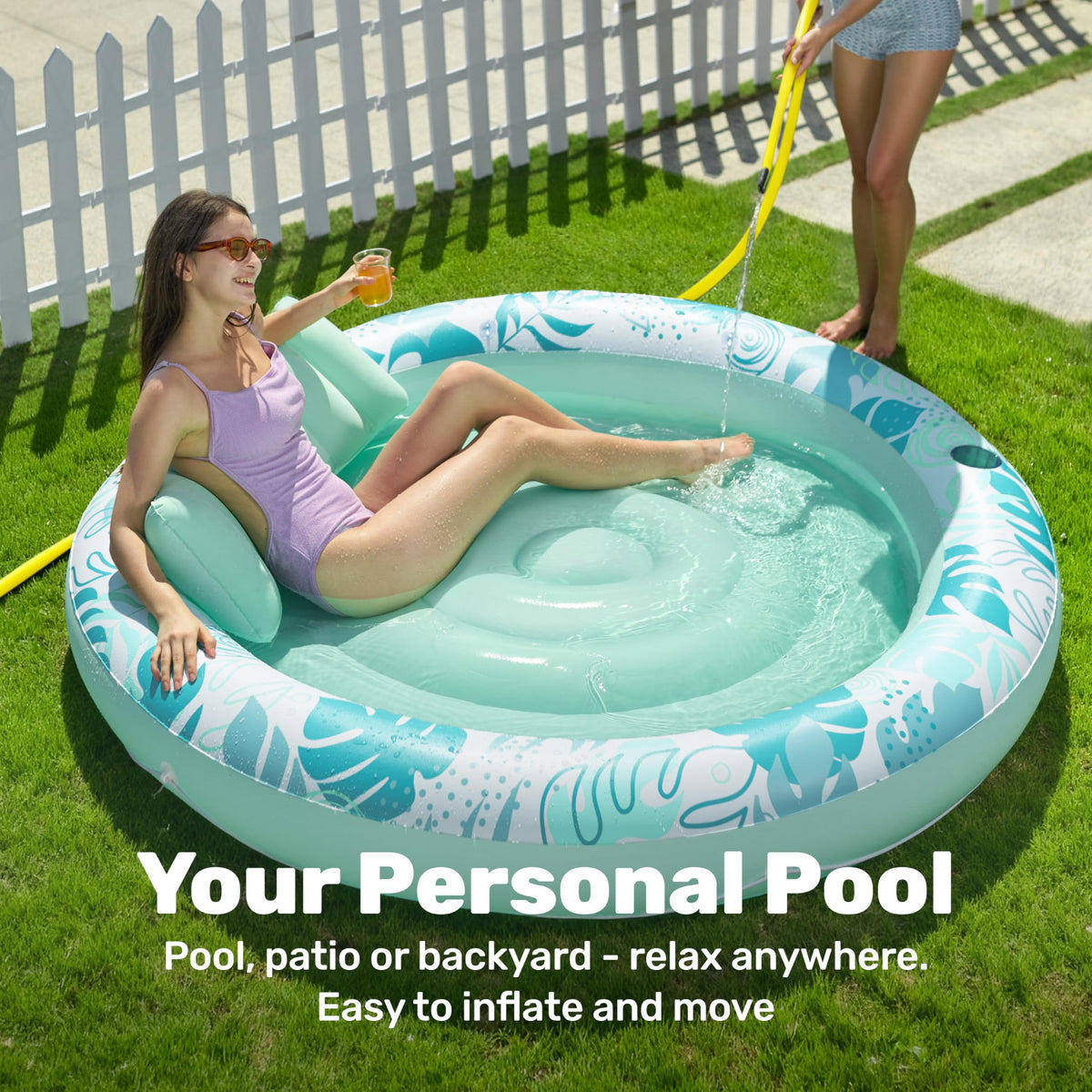 Sloosh round floating platform acts as a stable centerpiece in your pool