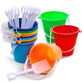 Sloosh 12-pcs sand buckets set in bright colors for kids' beach fun