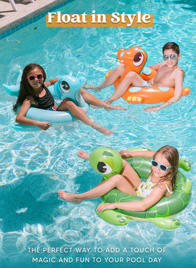 Sloosh sea turtle pool tube supports fun, safe splash time.