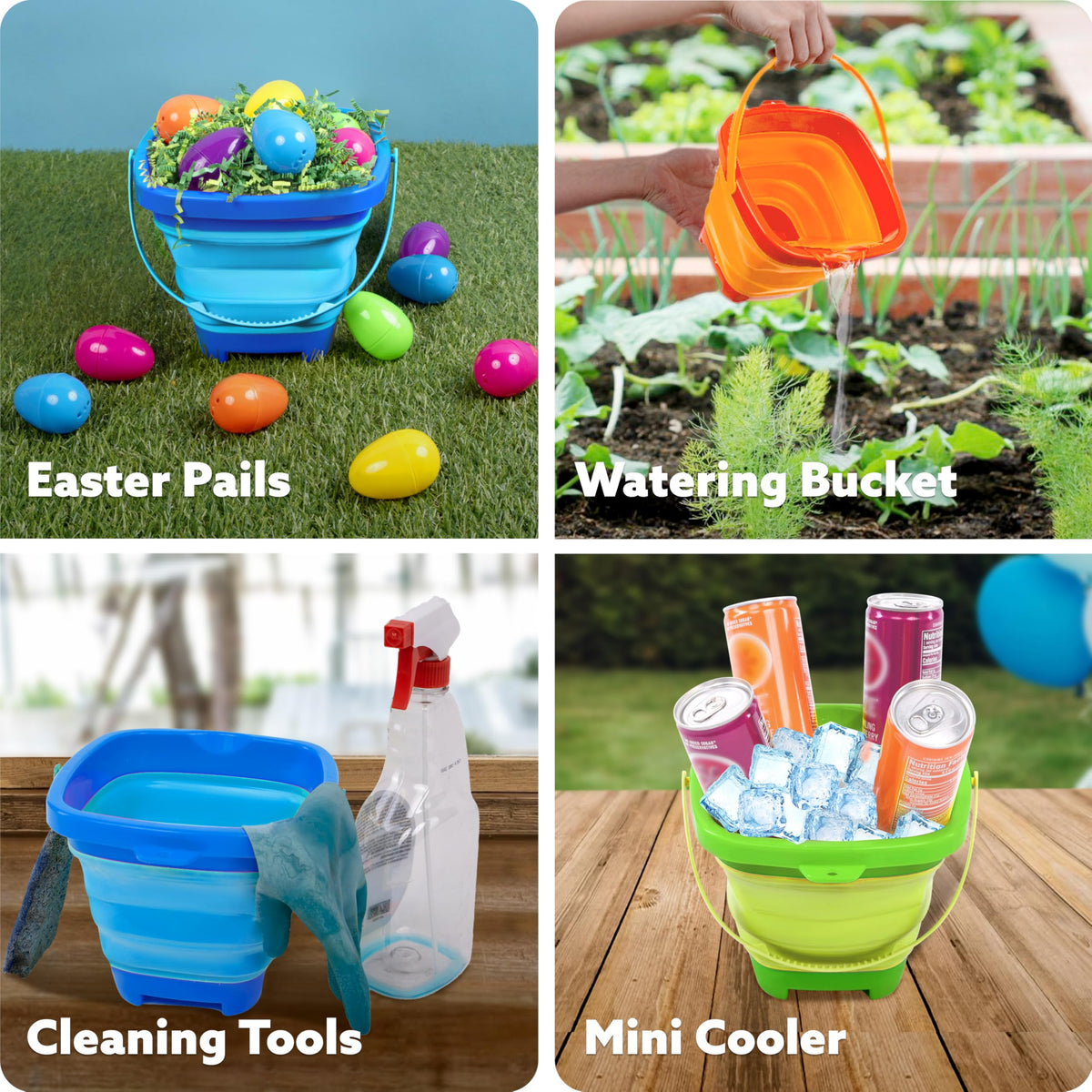 Sloosh silicone sand shovels set compatible with collapsible buckets for versatile sand play.