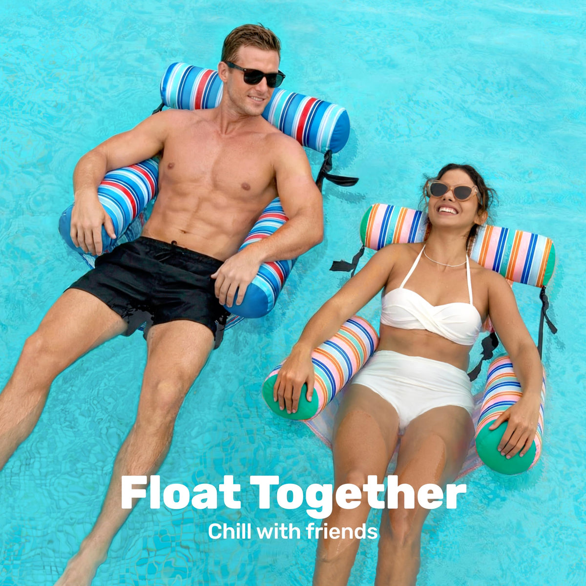 Sloosh soft fabric cover closeup on pool float chair for comfort.