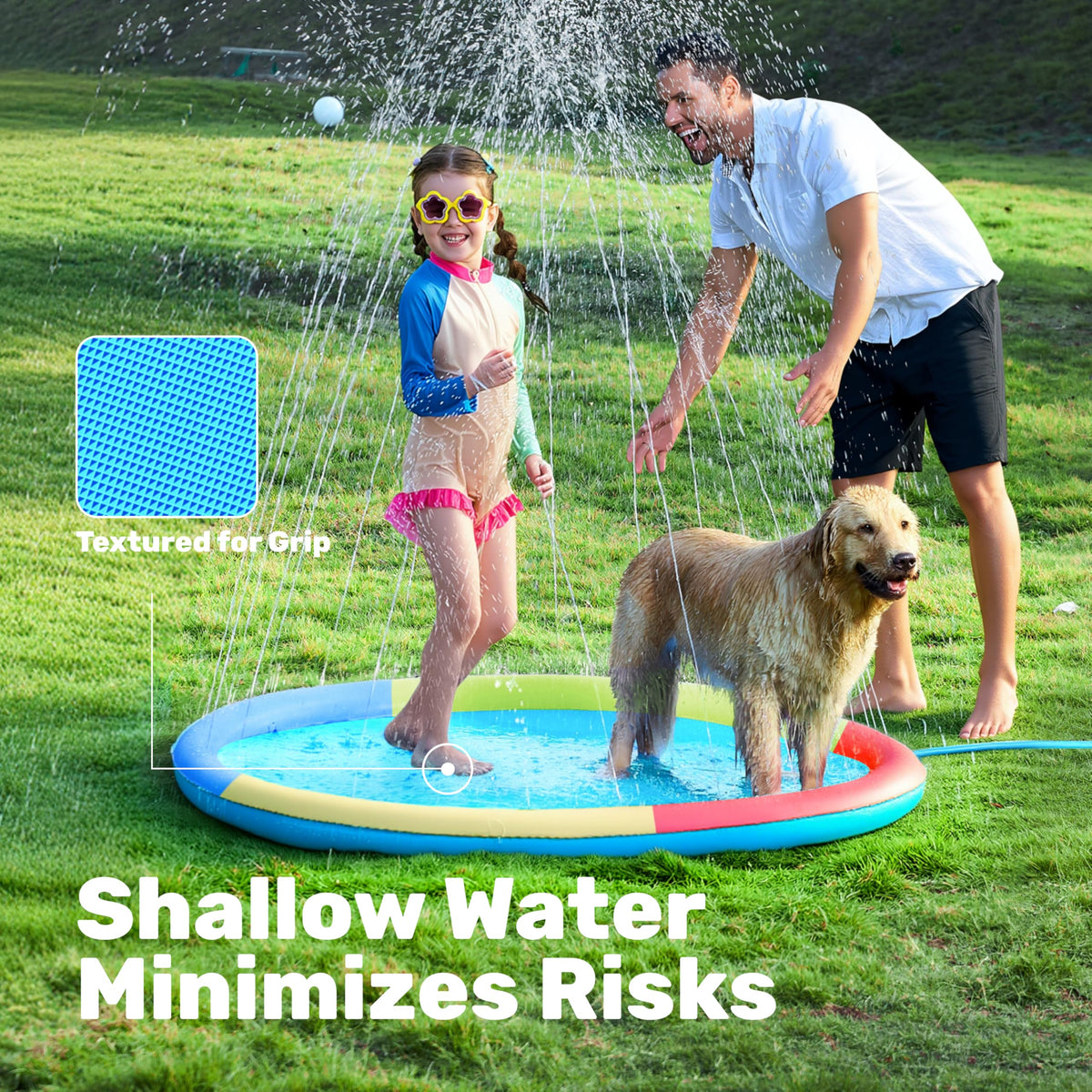 Sloosh splash pad made with durable, non-toxic materials for long-lasting fun