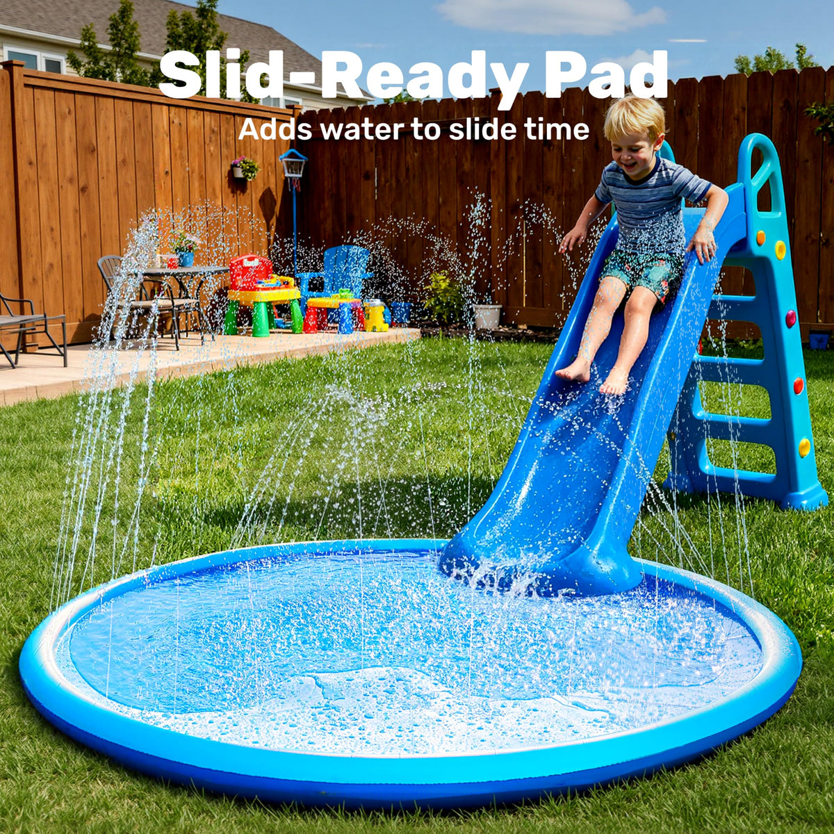 Sloosh splash pad folds flat for storage and travel