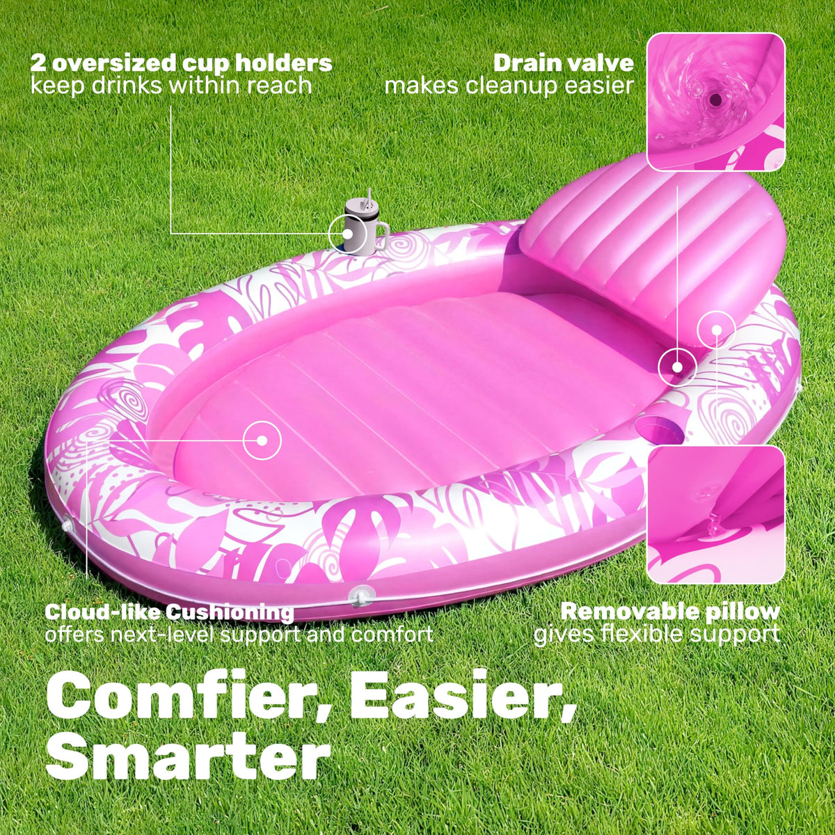 Sloosh stable pool float with oval design for easy positioning