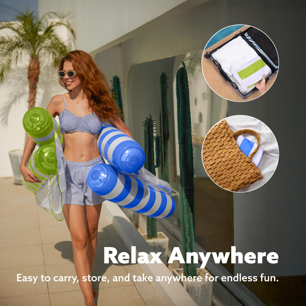 Sloosh 4-in-1 float shown in hammock and chair configurations.