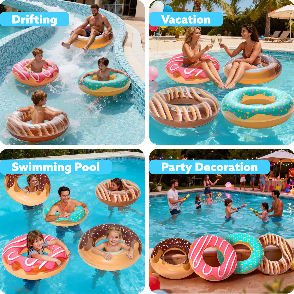 Sloosh summer party donut floats: ideal for celebrations and family games