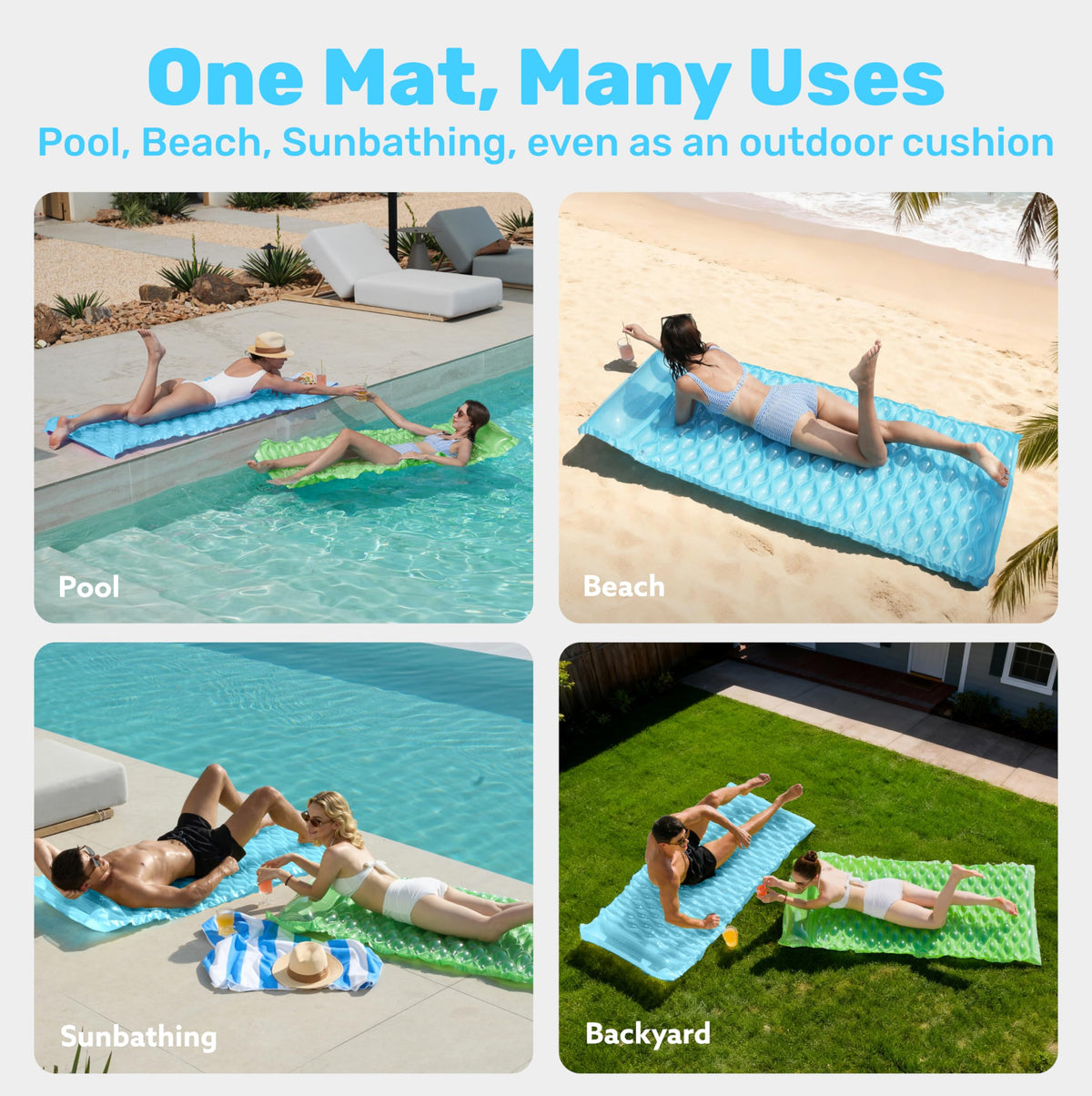 Sloosh vibrant green-blue floats for memorable summer poolside fun.