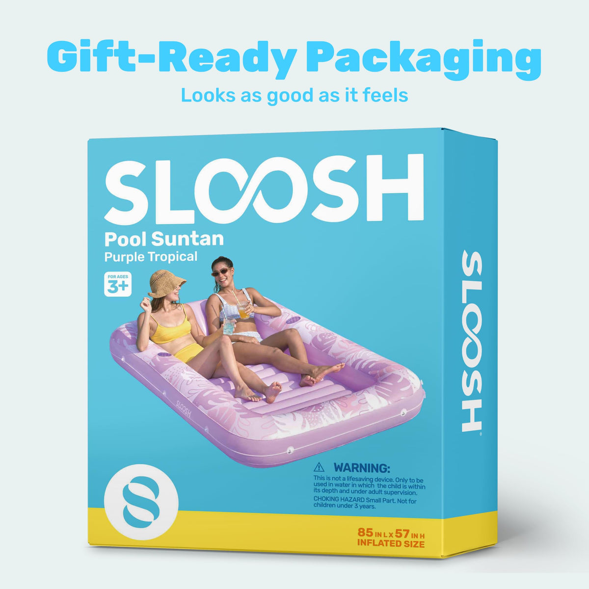 Sloosh 85x57 inch tan pool float ideal for pools and beaches