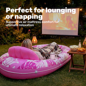 Sloosh pink sunbathing pool bed ideal for backyard lounging