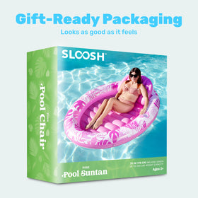 Sloosh tanning bed on water in pink for comfortable lounging