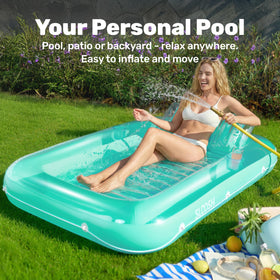 Sloosh tanning float with two drink holders for backyard gatherings.