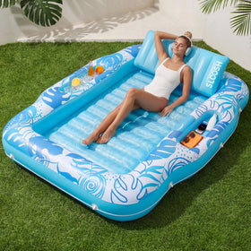 Sloosh tanning pool lounger 70x53 for solo backyard sunbathing.