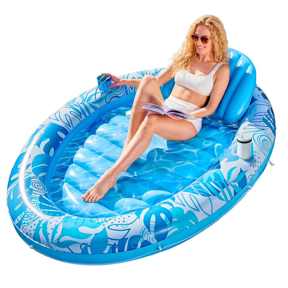 Sloosh tanning pool lounger blue, ideal for sun-drenched poolside relaxation.