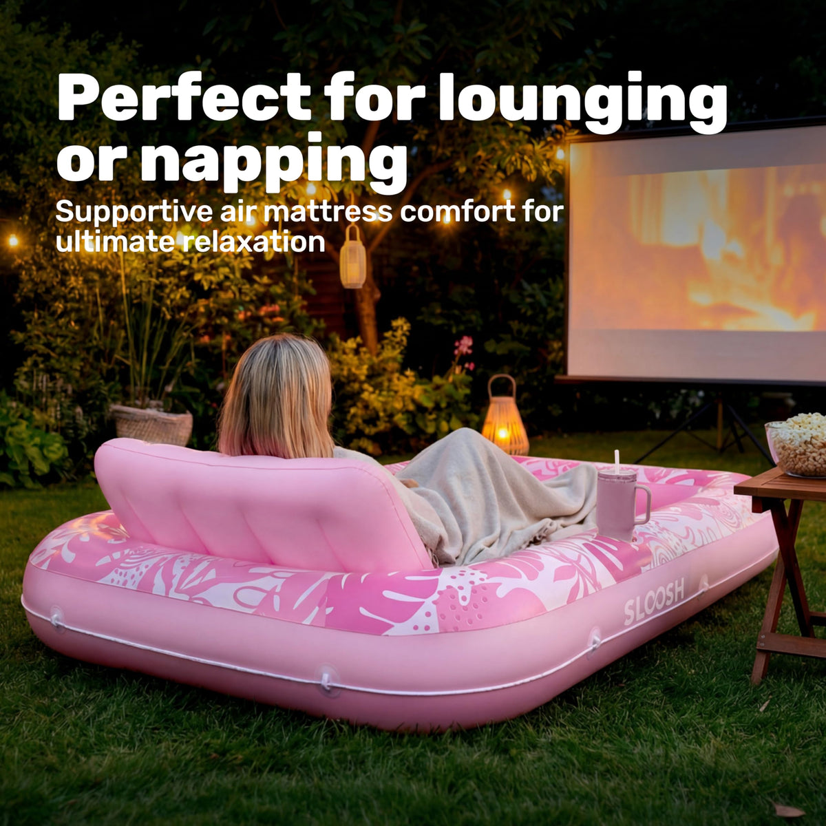 Sloosh compact portable design inflates rapidly for travel.