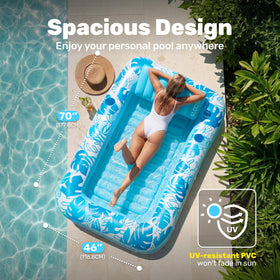 Sloosh tanning pool lounger with removable pillow for customizable comfort.