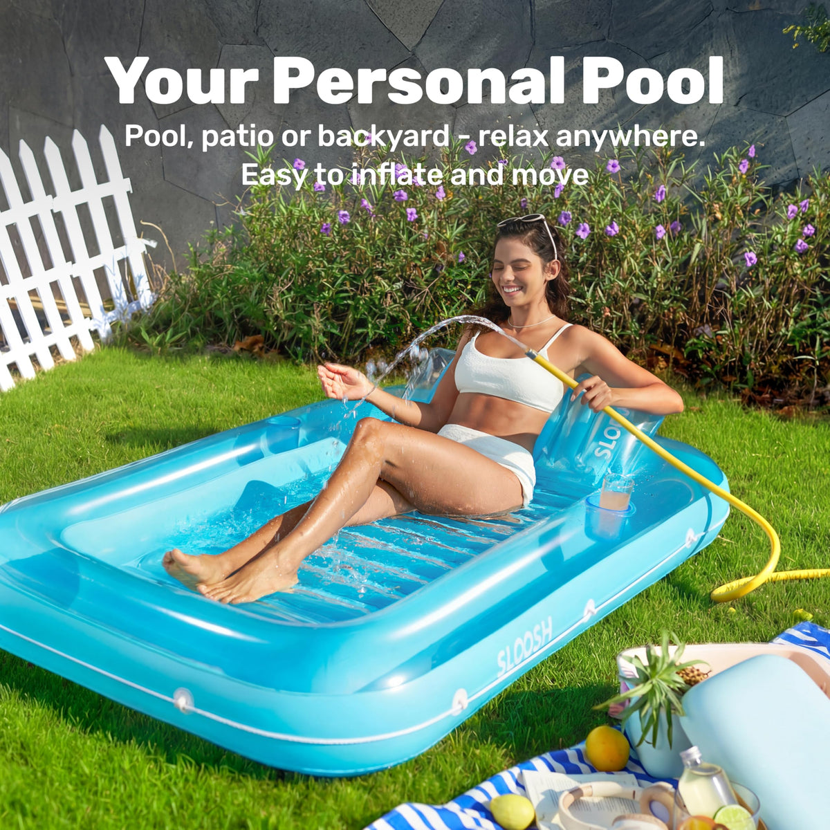 Sloosh pool lounger with ribbed air cushion for added comfort