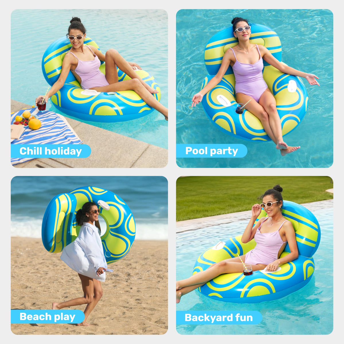 Sloosh thick soft PVC material ensures durable, comfortable water support.