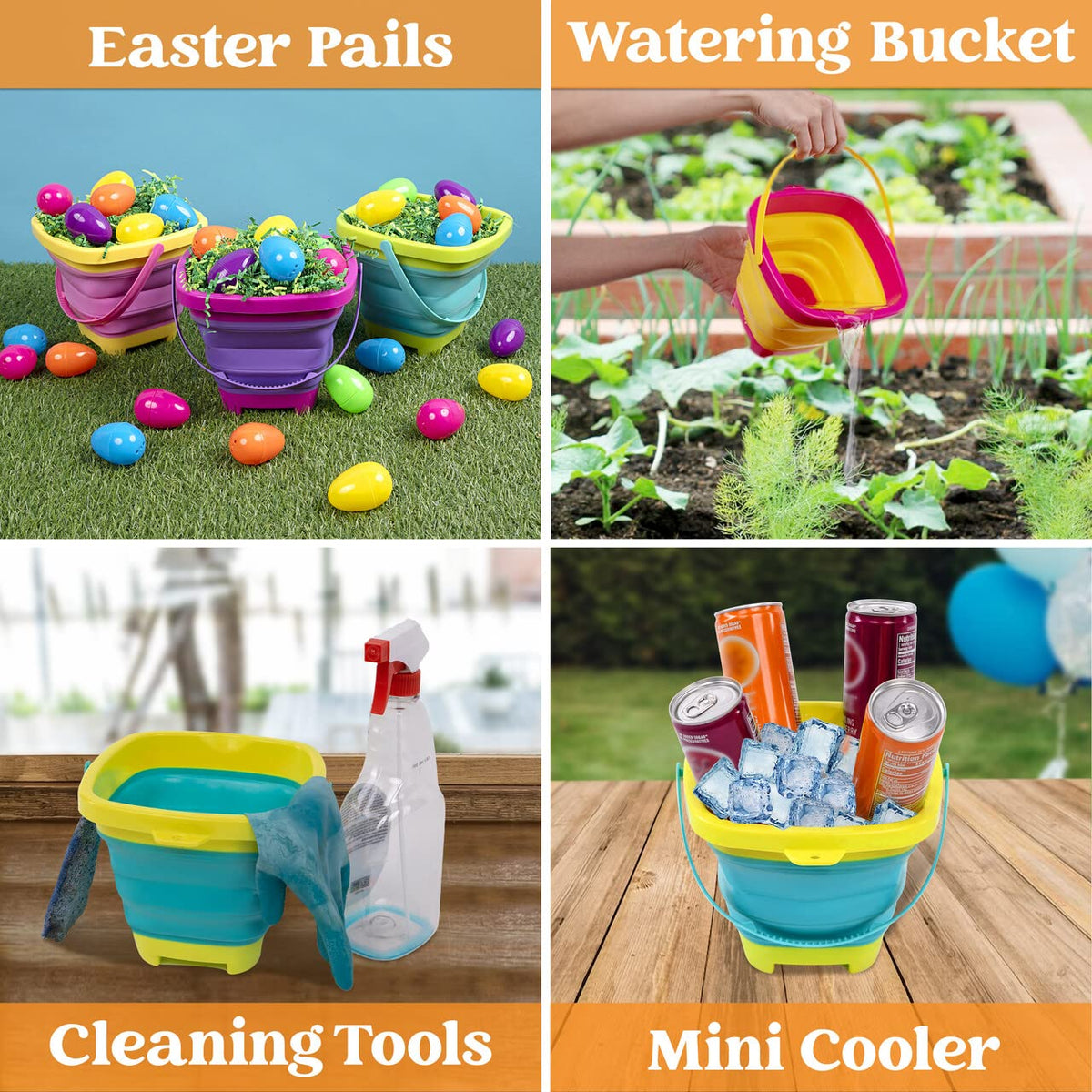 Sloosh travel-ready foldable beach pails ready for trips