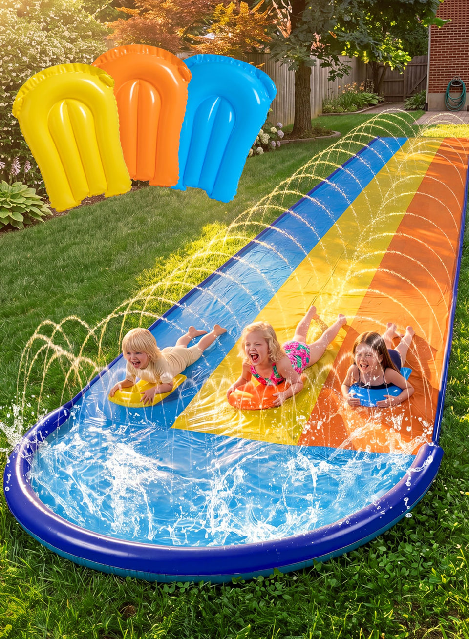 Sloosh Triple Water Slide 3-lane design for active backyard fun