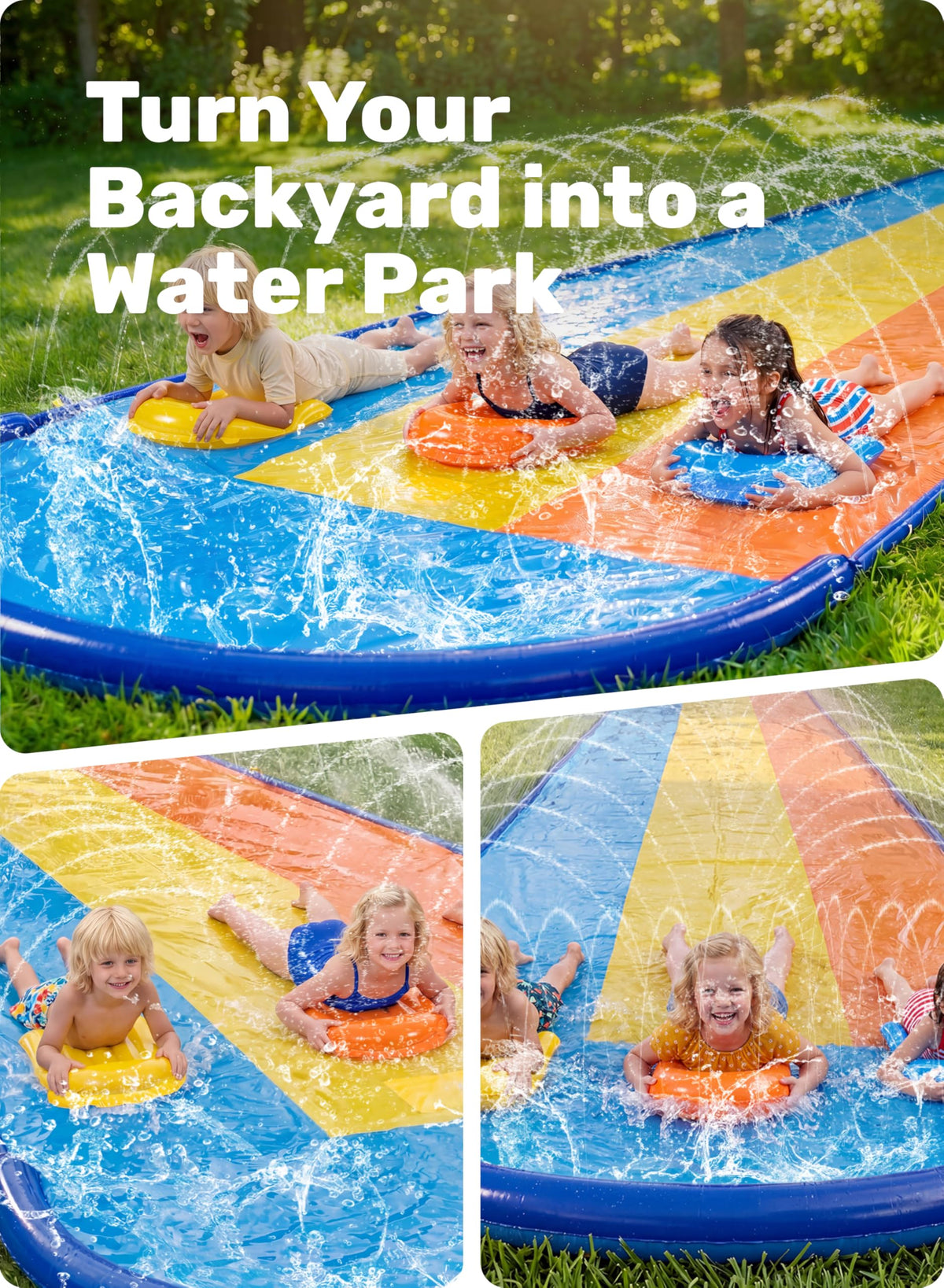 Sloosh Triple Water Slide sprinkler height adjust for custom splash