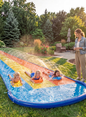 Sloosh Triple Water Slide three-lane play area for quick, fun slips