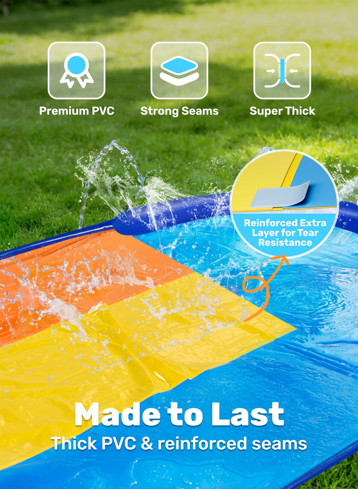 Sloosh Triple Water Slide wide 82-inch frame for family use