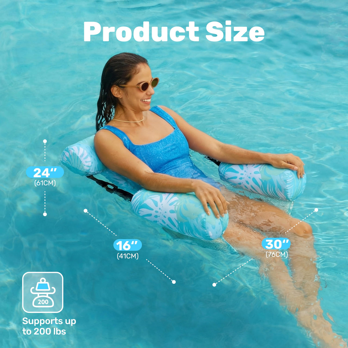 Sloosh tropical leaves cyan-pink design adds bright style to any pool