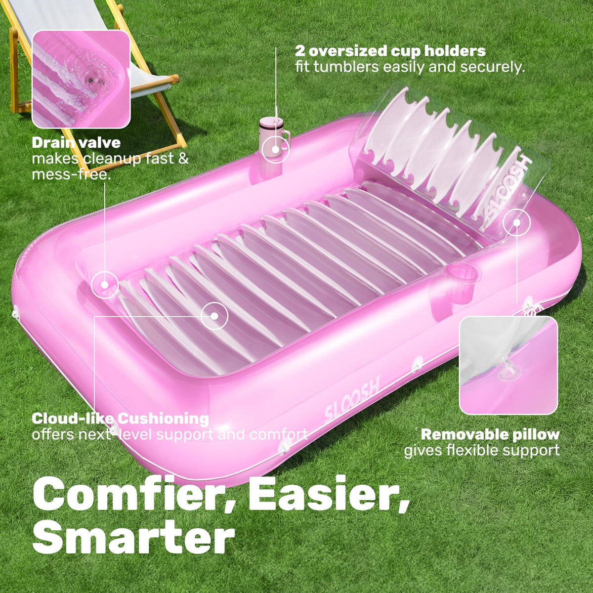 Sloosh two drink holders keep beverages within reach during sunbathing