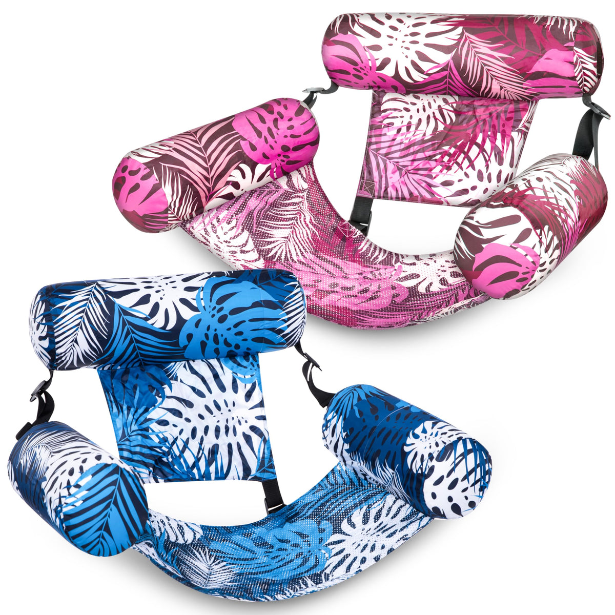 Sloosh two-pack inflatable pool floats for adults, ready for shared relaxation.