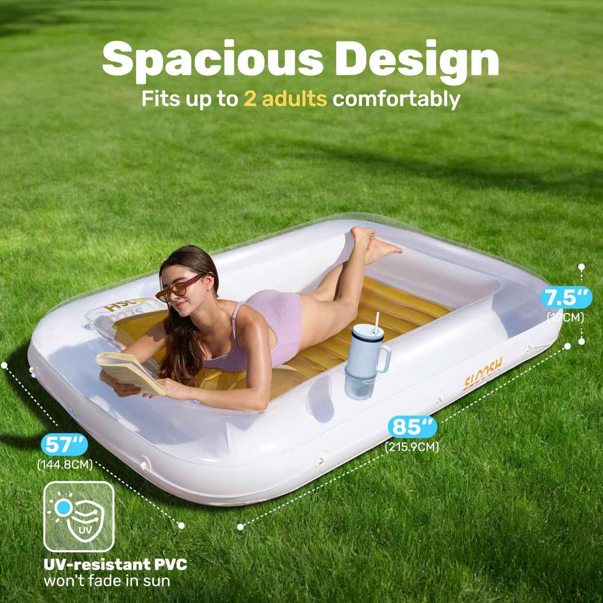 Sloosh two-person comfort pool lounger for shared relaxation.