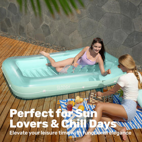Sloosh two-person sunbathing float offers ample space to relax together.
