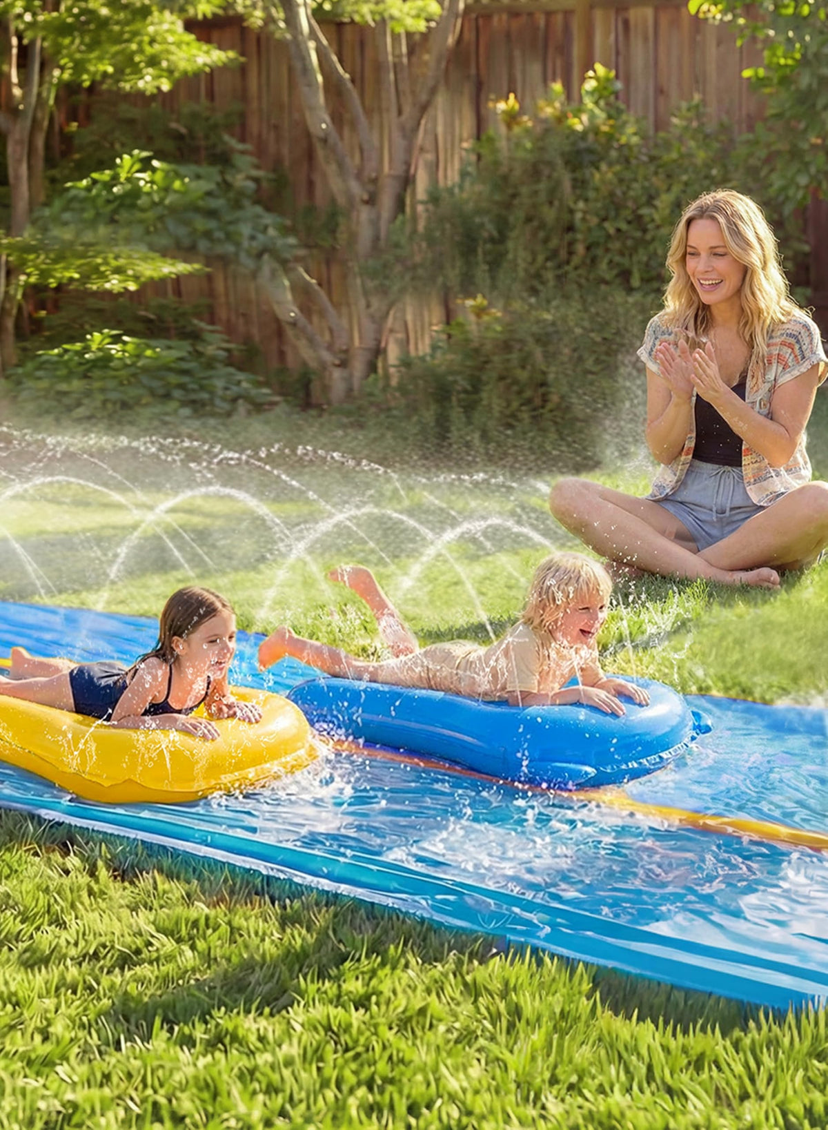 Sloosh sprinkler holes provide even wetting for maximum fun.