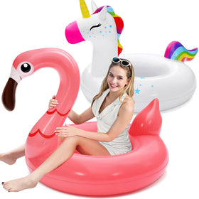 Sloosh unicorn pool float set, front view, ideal for vibrant summer pool parties.