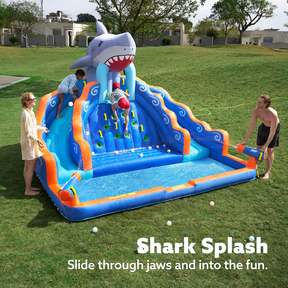 Water cannon in action providing splash-powered fun with Sloosh.